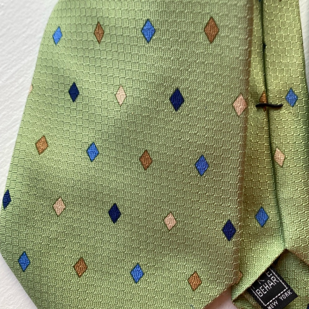 Ike behar mens green geometric tie